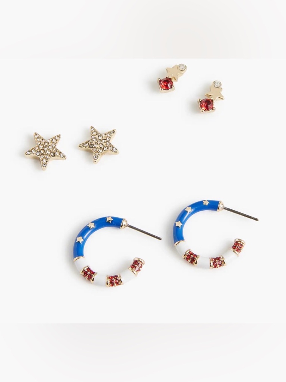 JCrew Patriotic stud earrings set